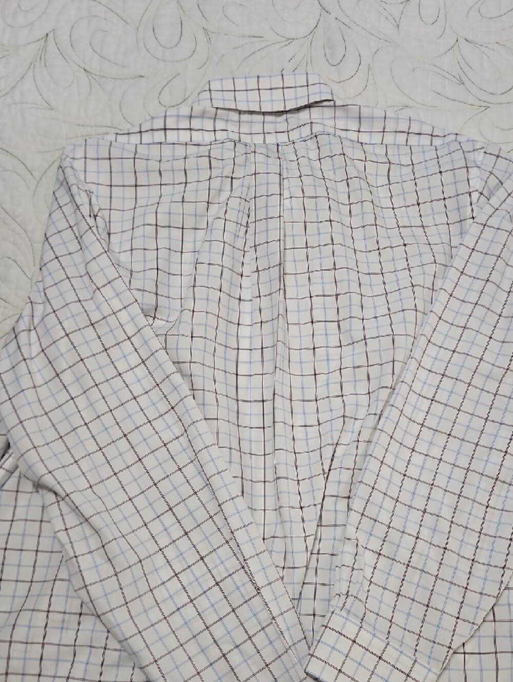 Brooks Brothers White Button-Down Shirt with Blue and Brown Plaid - Picture 4 of 4